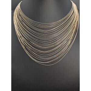 Vintage Southwestern Sterling Silver 30 Strand Liquid Silver Necklace 24" 30g